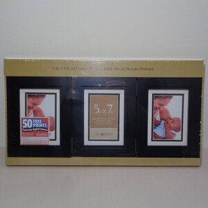 SOLID WOOD PICTURE FRAMES by Old Town / New / 3 Pack / Black / 5 x 7 Inches